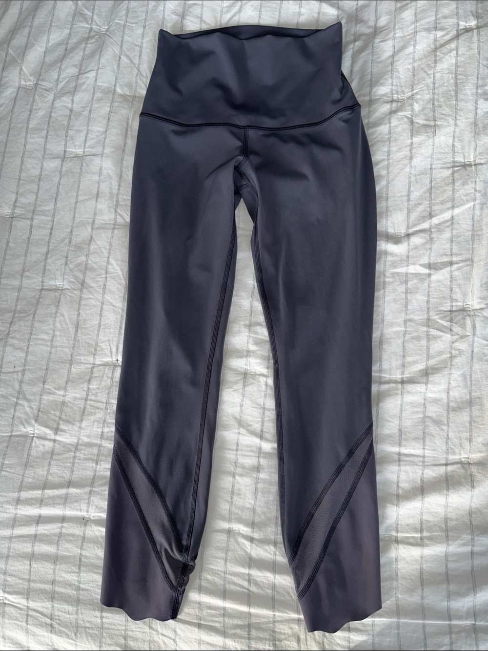 lululemon athletica Grey High-Rise Leggings with mesh calf and scalloped edge